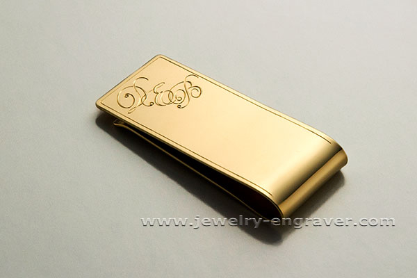 #307 - Engraved Three Initials on a Money clip.